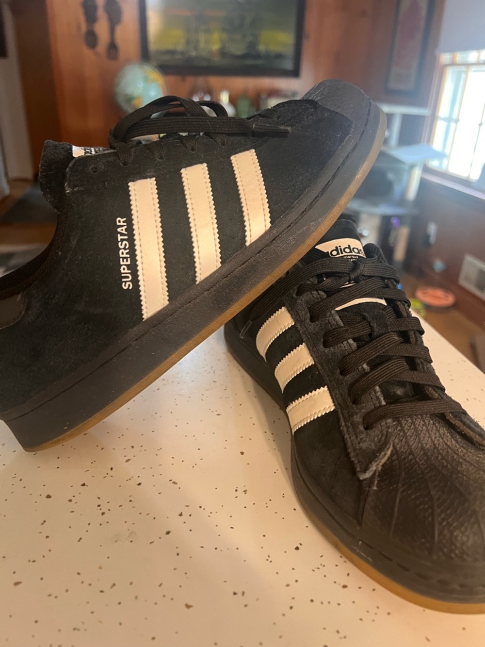 adidas Superstar ADV Black & White Suede Sneakers - Picture 3 of 6